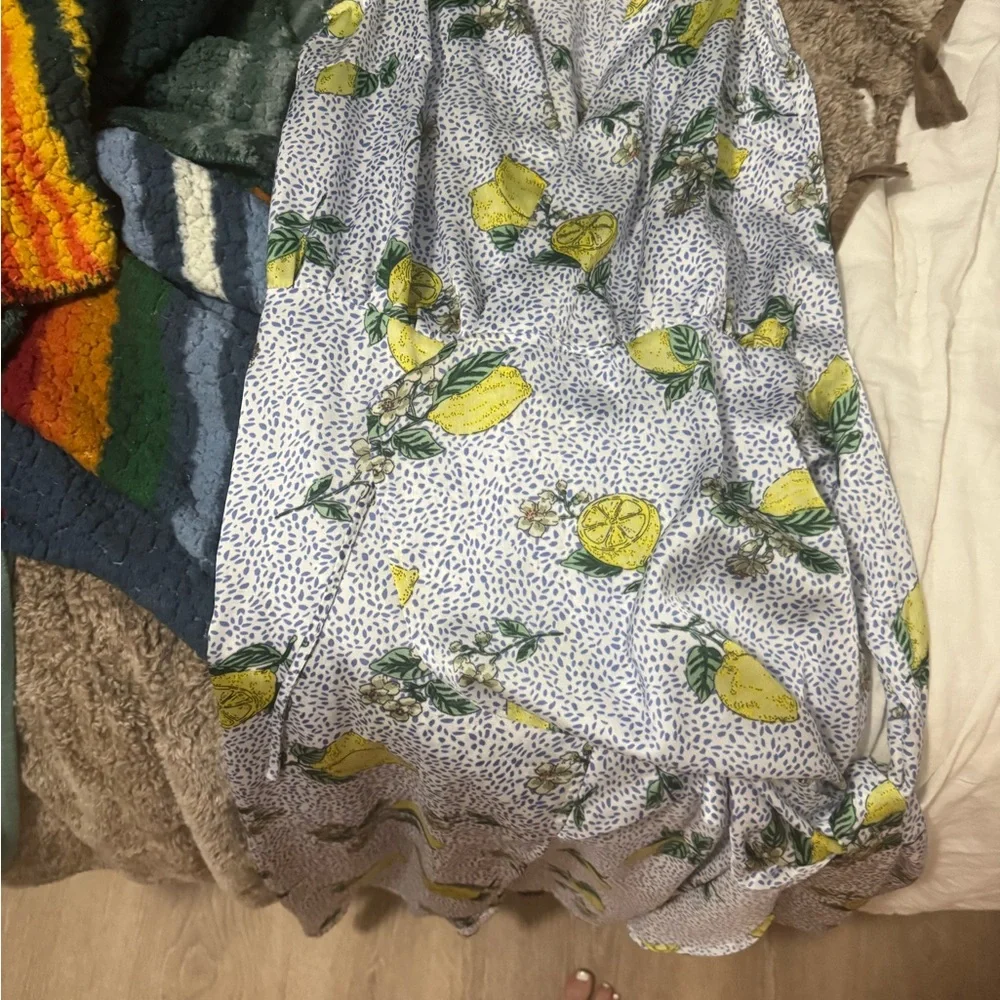 Never Fully Dressed Lemon Print Wrap Midi Dress - Picture 3 of 4